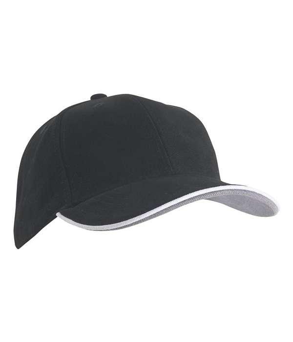 Подвійна сендвіч-кепка з 6 панелями Чорний / Білий / Темно-Сірий, фото 1