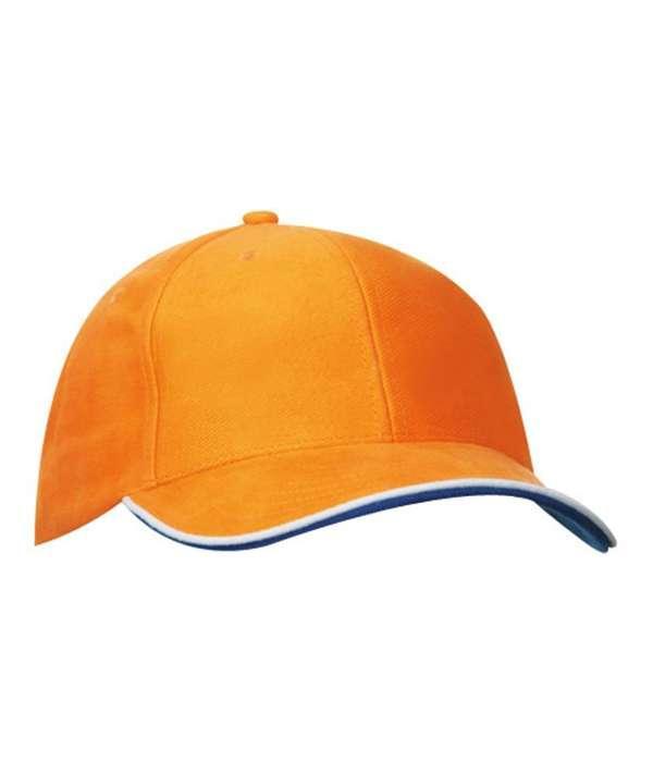 Подвійна сендвіч-кепка з 6 панелями Оранжевий / Білий / Яскраво-Синій, фото 1