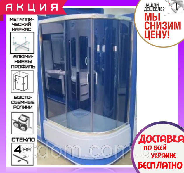 Кутова душова кабіна 115х85 см з піддоном 36 см Santeh 1115L Grey дверей розсувні лівостороння