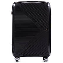 Комплект валіз з поліпропілену преміум серії ручна поклажа, середній, великий чорний, фото 3
