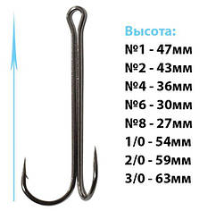 Подвійник Kosadaka "Double hook extra long" Black Chrome KDXL-83 BC — 5 штук Розмір No1