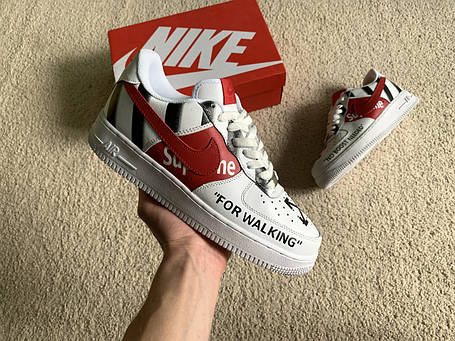 Чоловічі шкіряні кросівки Nike Air Force 1 Low Supreme x Off-White, фото 1