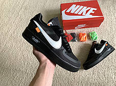 Чоловічі шкіряні кросівки Nike Air Force 1 Low Black x Off-White 43 розмір, фото 3
