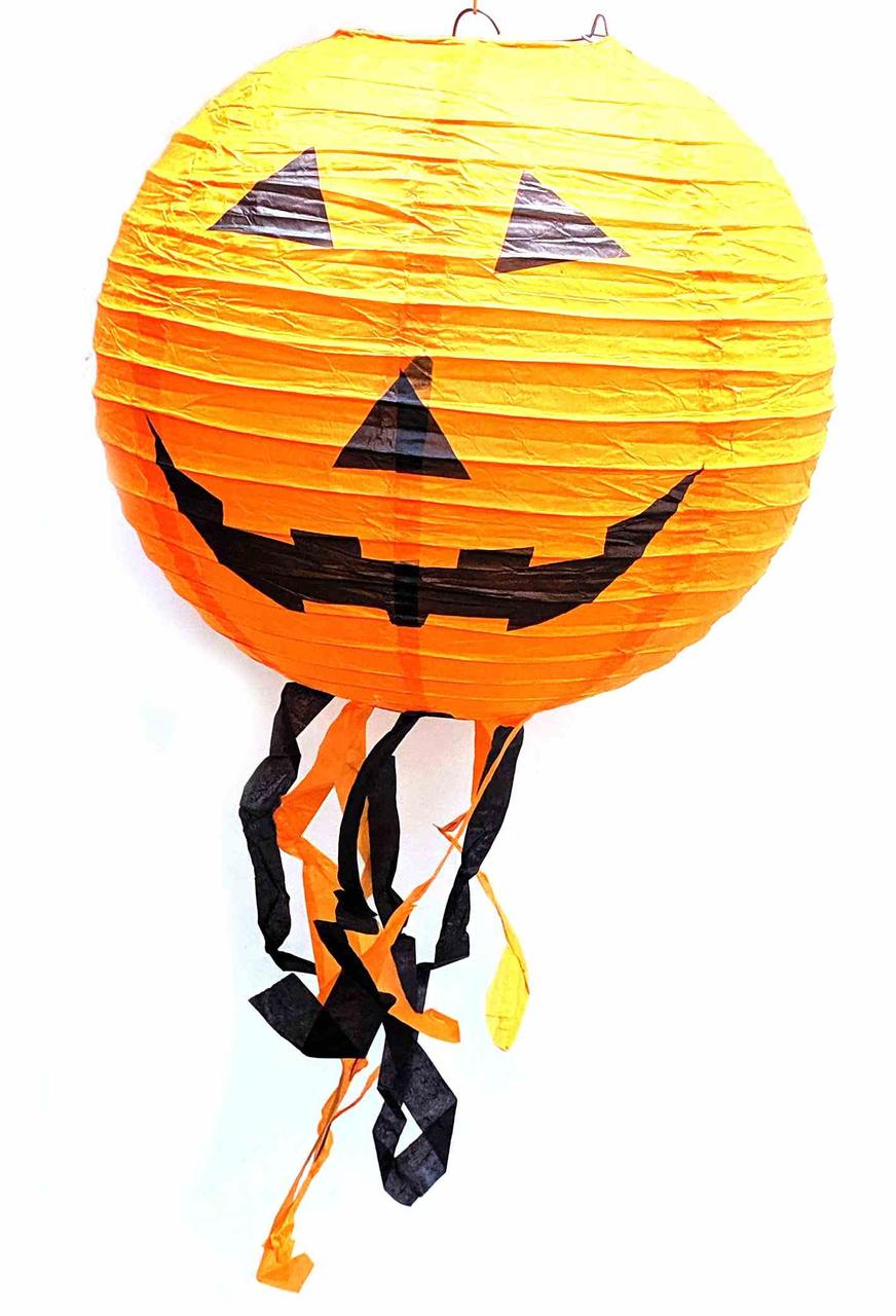 Фонарь бумажный "Тыква" Хэллоуин подвесной шар d-30см (32898) - фото 1 - id-p1050315456