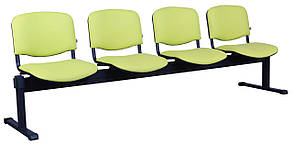 Стілець секційний Ізо-4 на 4 посадочних місця каркас чорний, шкірозамінник Неаполь N-34 (AMF-ТМ)