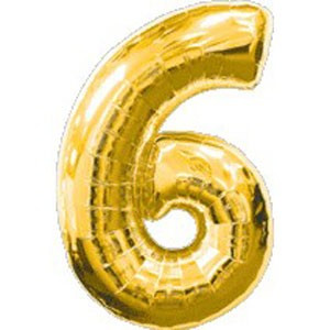 Якість! Фольгований шар на День Народження Цифра "6", Золото, висота 90 см