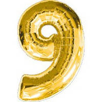 Качество! Воздушный шар из Фольги для Декора Цифра "9", Золото, высота 90 см