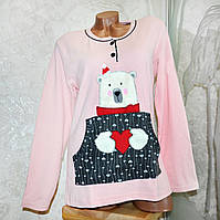 Розмір 2XL (52). Жіночий одяг для дому, рожево-сіра піжама 100% бавовна, кофта та штани, Туреччина