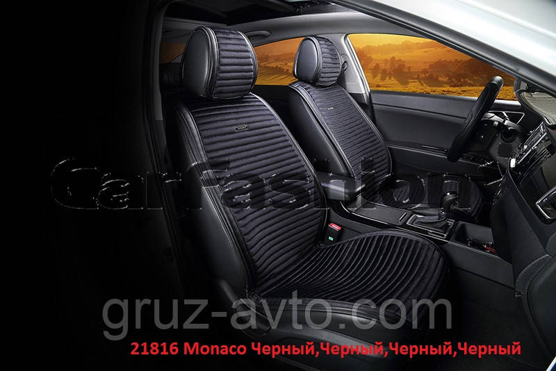 Накидки на сидіння CarFashion Moдель: MONACO FRONT чорний, чорний — чорний, чорний (21816)