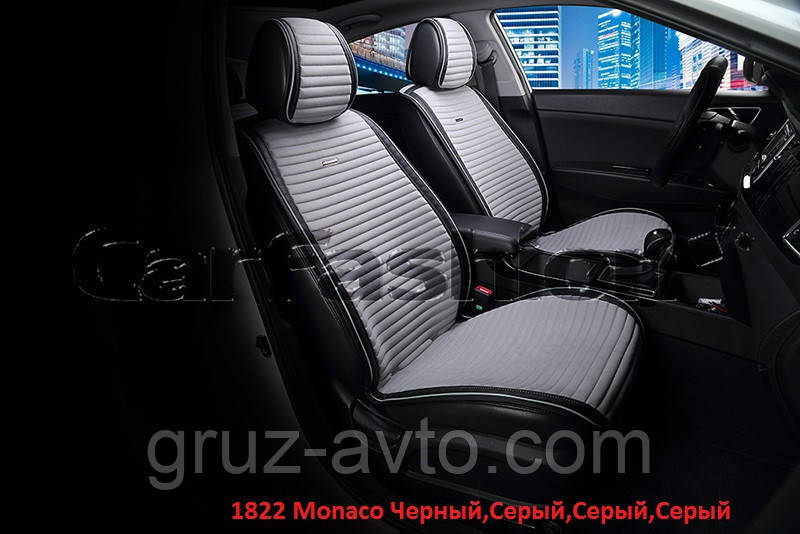 Накидки на сидіння CarFashion Moдель: MONACO FRONT чорний, сірий — сірий, сірий (21822)