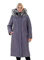 Женское, зимнее,длинное пальто- пуховик очень теплое, с натуральным мехом р-48-66