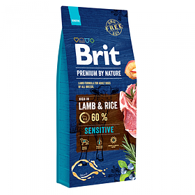 Корм Brit Premium Lamb & Rice гіпоалергенний для собак з чутливим травленням (ягнятко/рис), 15 кг
