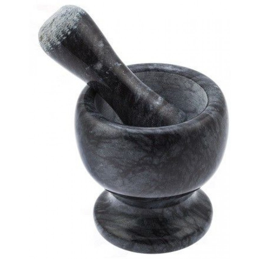 Ступка з пензликом Empire 2138 чорна кам'яна 10х10,5 см, фото 1