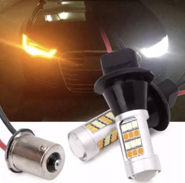 

LED ДХО + повороти DRL ,дневние ходовие огни + поворот 2 в1 CAN BUS (нет ошибок) 1156 BA15S P21W 12V