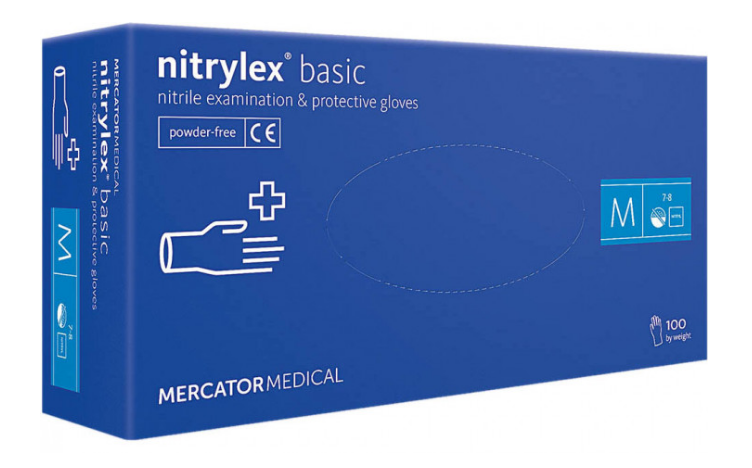 

Перчатки нитриловые неопудренные NITRYLEX BASIC , 100 шт (50 пар), Голубой