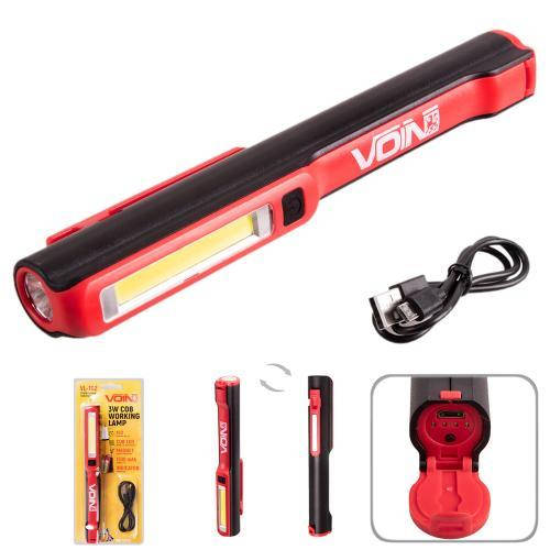 

Переносна лампа "VOIN" VL-102, 3W-COB+3W XPE/АКБ1200mAh/магніт/інд. заряда