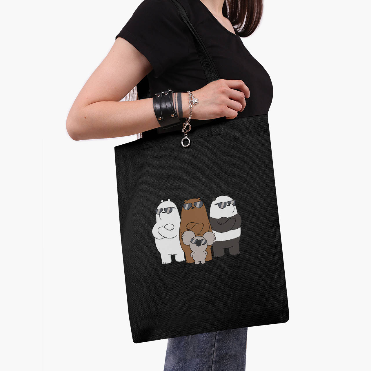 

Эко сумка шоппер черная Вся правда о медведях (We Bare Bears) (9227-2892-2) экосумка шопер 41*35 см, Черный