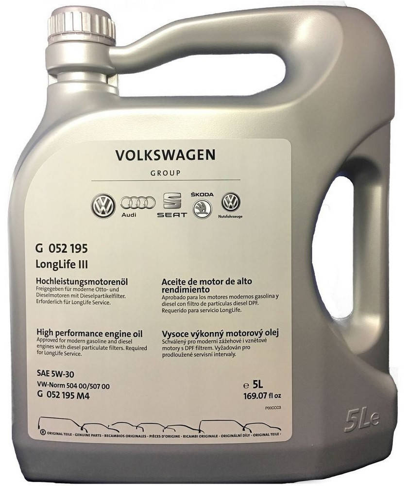 

Моторное масло VAG LongLife III 5W-30 5л (G052195M4)