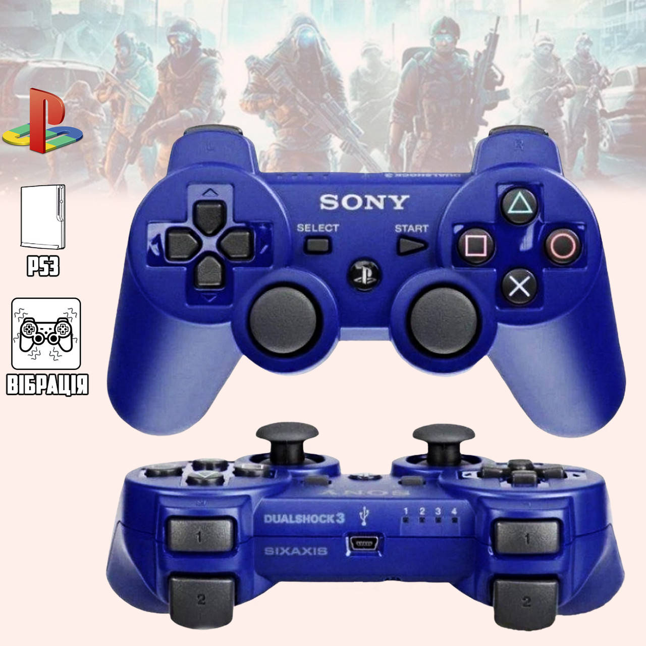 

Игровой беспроводной геймпад Sony DualShock PS3 аккумуляторный джойстик для PlayStation 3 Blue FED