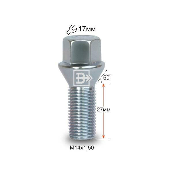 

Болт колесный 074105 Z M14X1.5X27 Цинк Конус с выступом ключ 17 мм