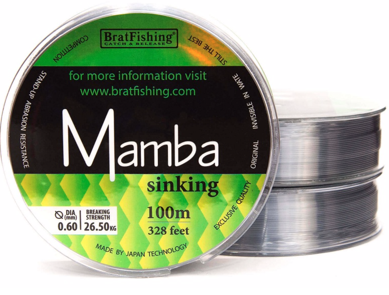 

Леска Mamba sinking 100м."BratFishing", Прозрачный