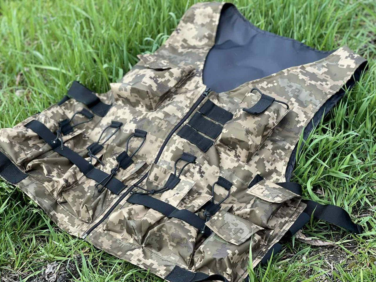 

Разгрузочный жилет тактический на 9 карманов  разгрузка ременно-плечевая система (Пиксель