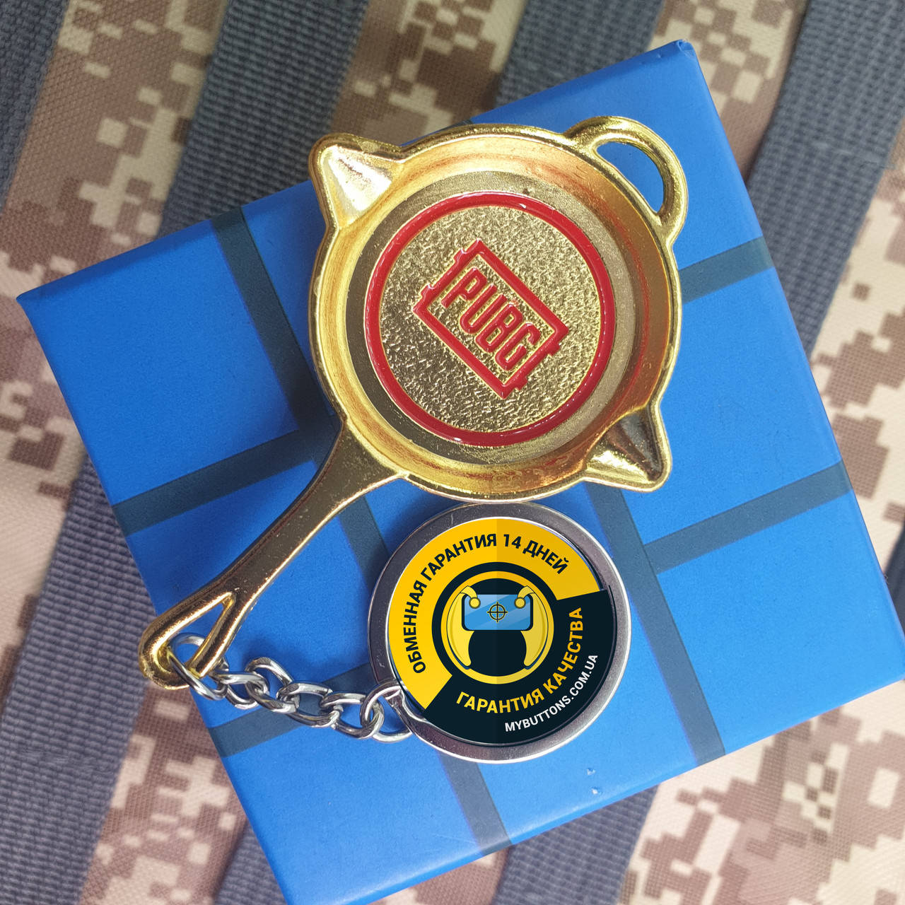 

Брелок Золотая Сковородка / Golden Pan / Холодное оружие 3 LVL PUBG 13 см металлический