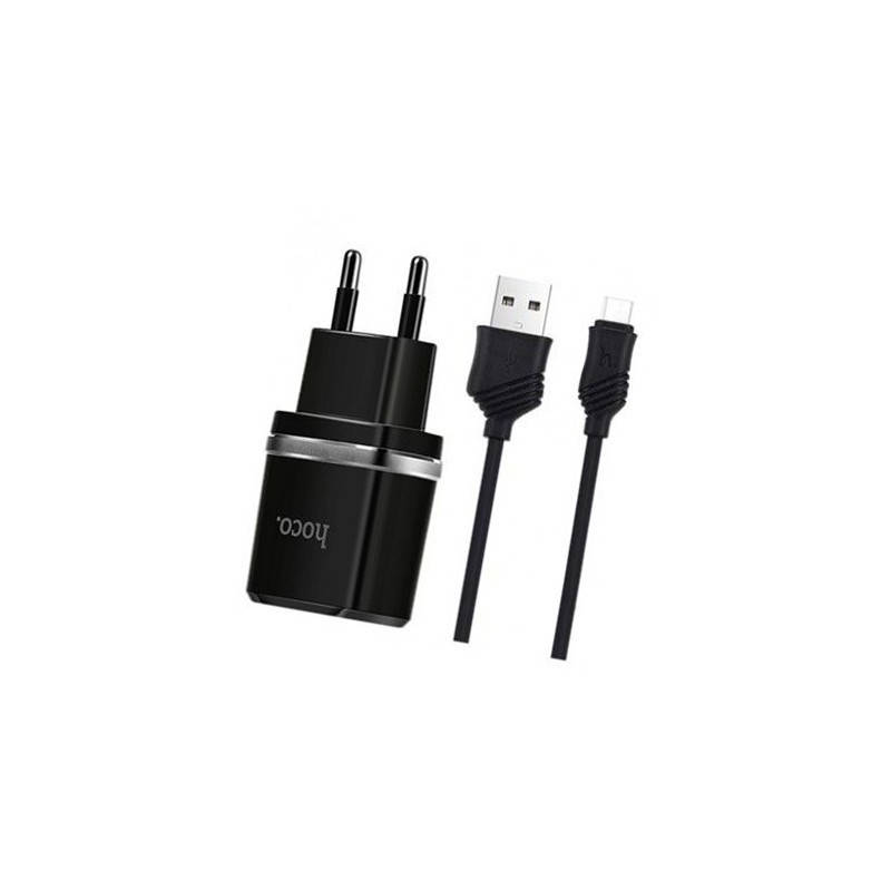 

Сетевое зарядное устройство Hoco С12 Smart 2USB/2.4A + microUSB черный (28982)