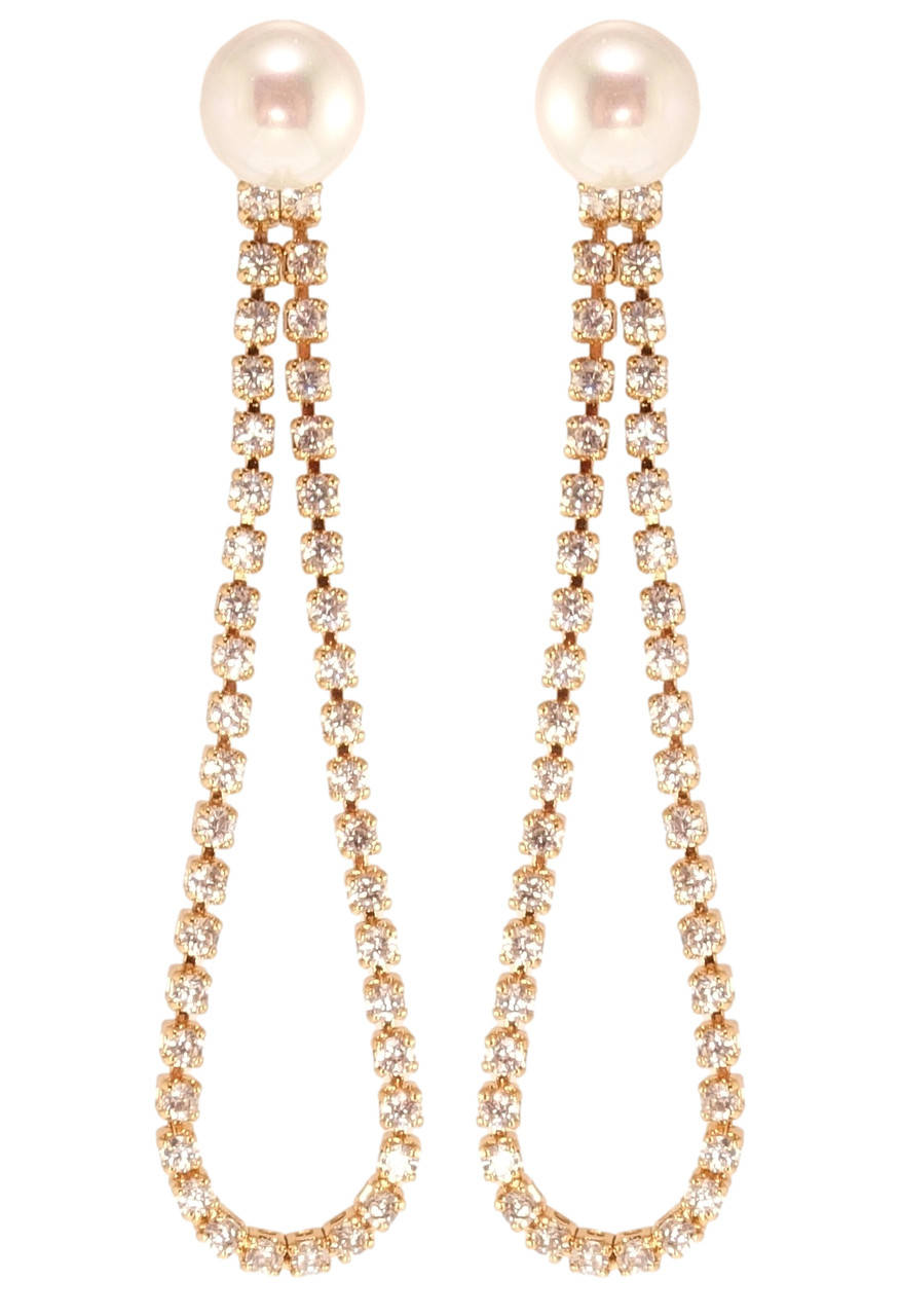 

Серьги Xuping Позолота 18K подвески на гвоздиках "Жемчужины с кристальными петельками"