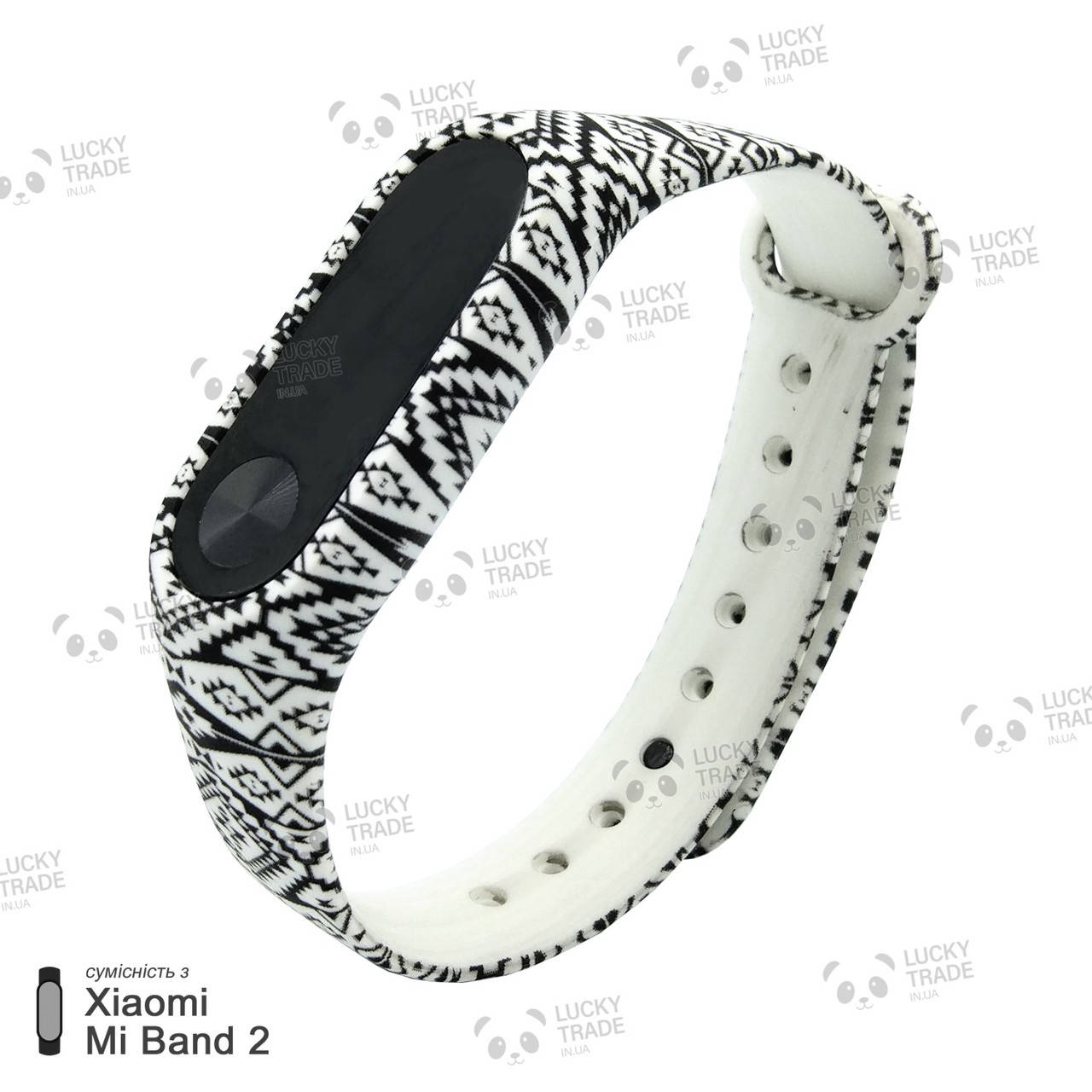 

Ремешок Xiaomi Mi Band 2 с рисунком силиконовый браслет miband Вышиванка - Белый [1605]