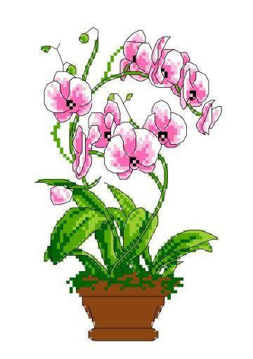 

Набор для вышивания нитками крестом " Букет из орхидей " нитки, мулине, канва, игла, канва с рисунком