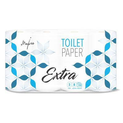 

Туалетная Бумага Марго NEW EXTRA Белая 3 Слоя 150 Отрывов 8 рул./уп, Белый