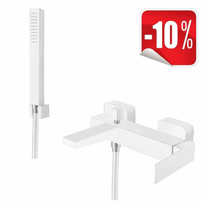 

Белый смеситель для ванны с душем Fiore KUBE