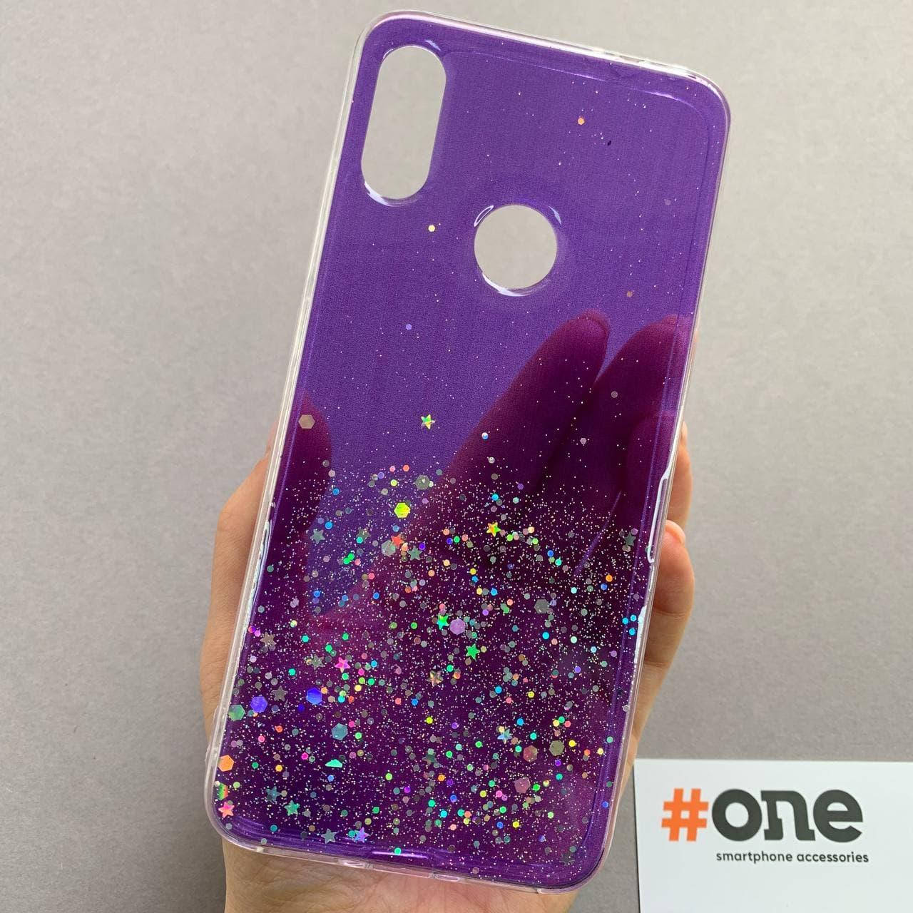 

Чехол для Xiaomi Redmi Note 7 накладка блестящая со звездочками чехол на телефон сяоми нот 7 фиолетовый R5U