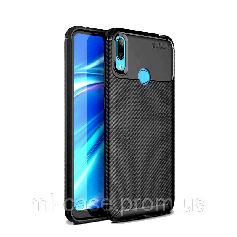 

Силиконовый чехол для Huawei Y7 2019 Черный бампер под карбон