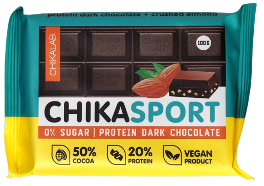 

Протеиновый шоколад CHIKALAB Тёмный с Миндалём (100 грамм)