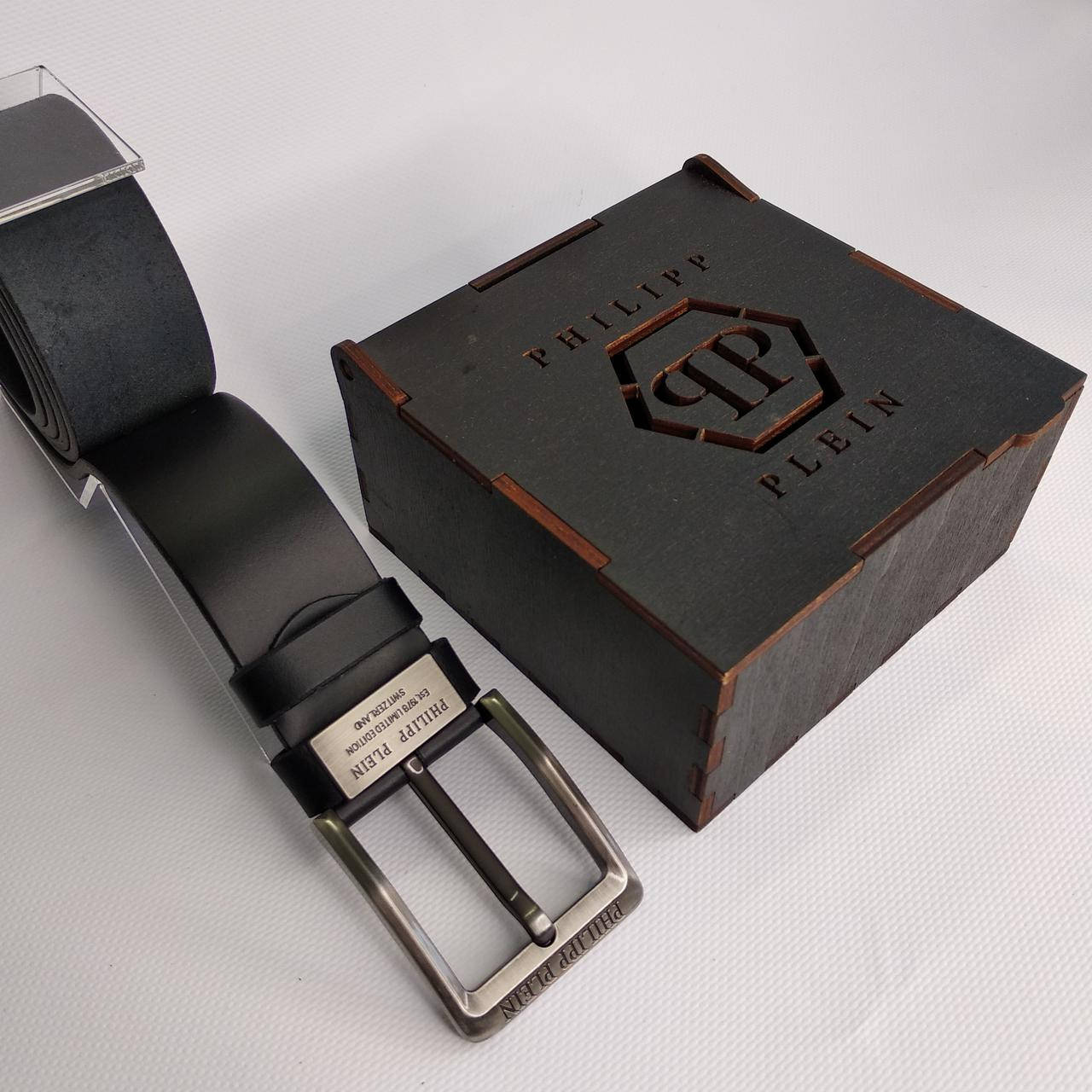 

Мужской кожаный ремень Philipp Plein / PP / Филипп Плейн, Черный