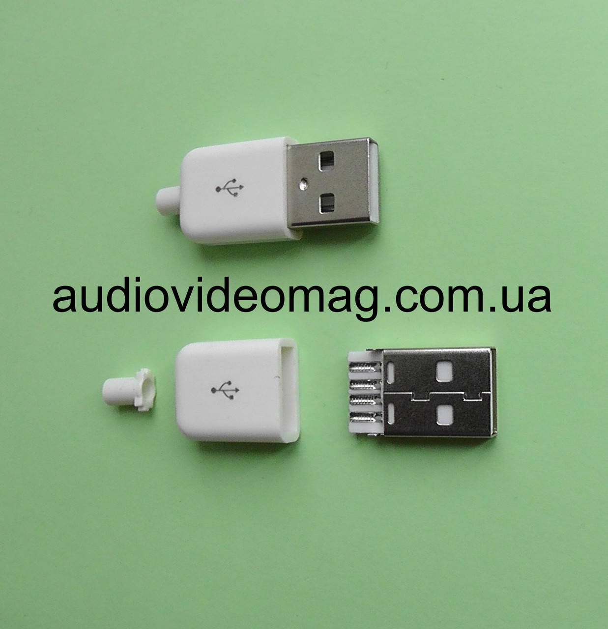 

USB штекер разборной, для пайки на кабель, белый