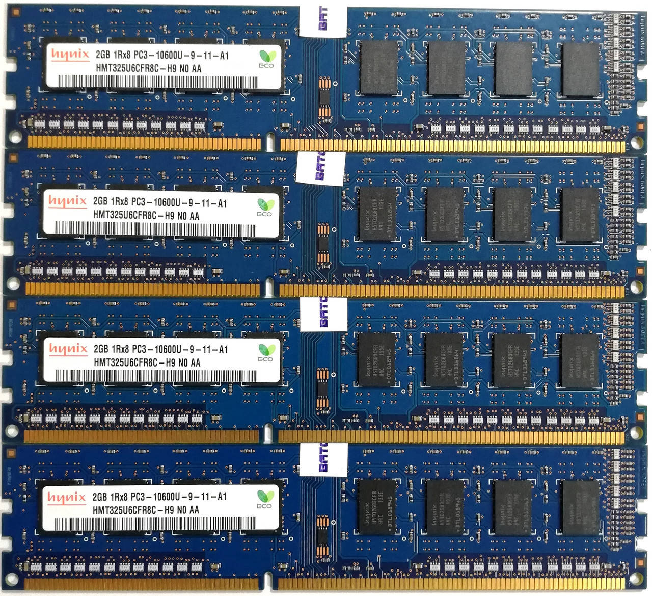 

Комплект оперативной памяти Hynix DDR3 8Gb (4*2Gb) 1333MHz PC3-10600U 1R8 CL9 (HMT325U6CFR8C-H9 N0 AA) Б/У