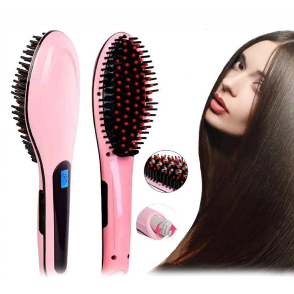 

Гребінець випрямляч Fast Hair Straightener. Колір рожевий