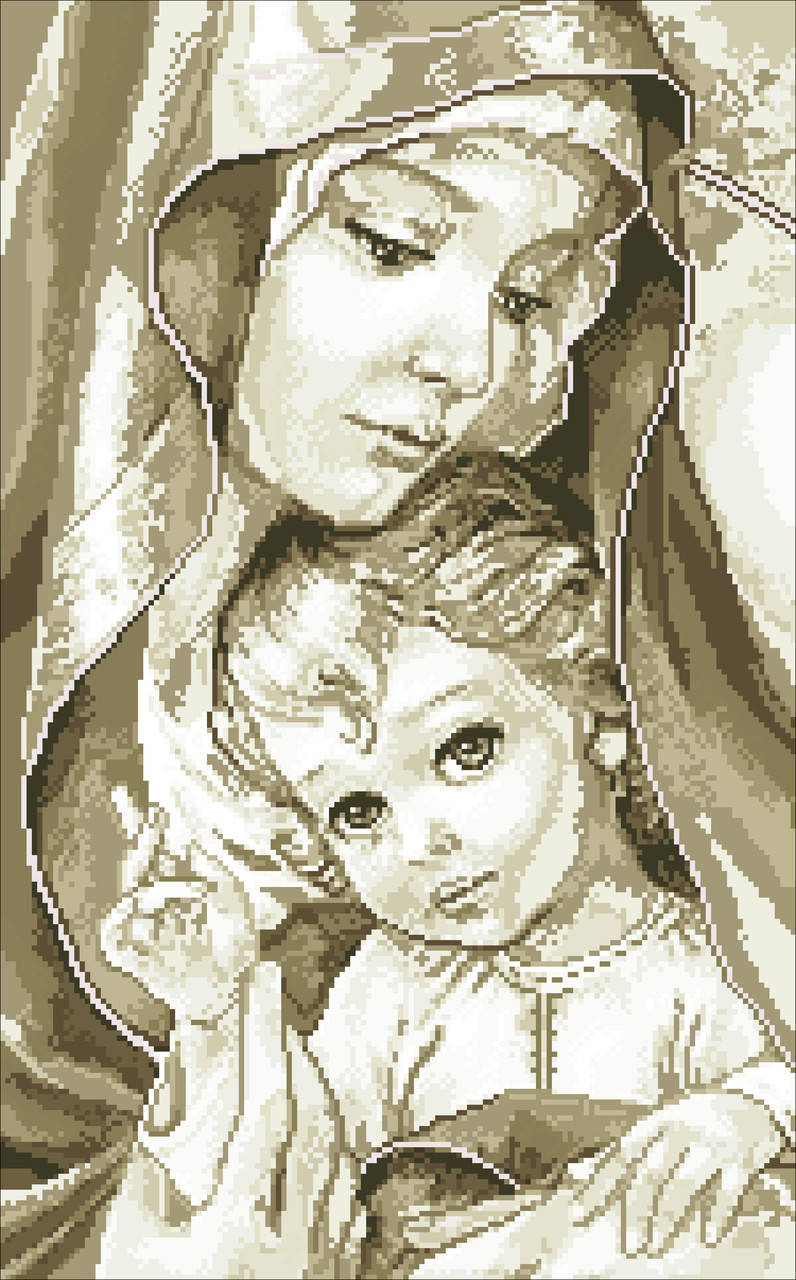 

Алмазная мозаика ColorArt 30х50 Богородица с Иисусом сепия TP900