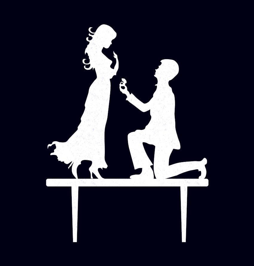 

Топпер силуэт предложение руки и сердца Пластиковые топперы Топперы в блестках Топперы на заказ