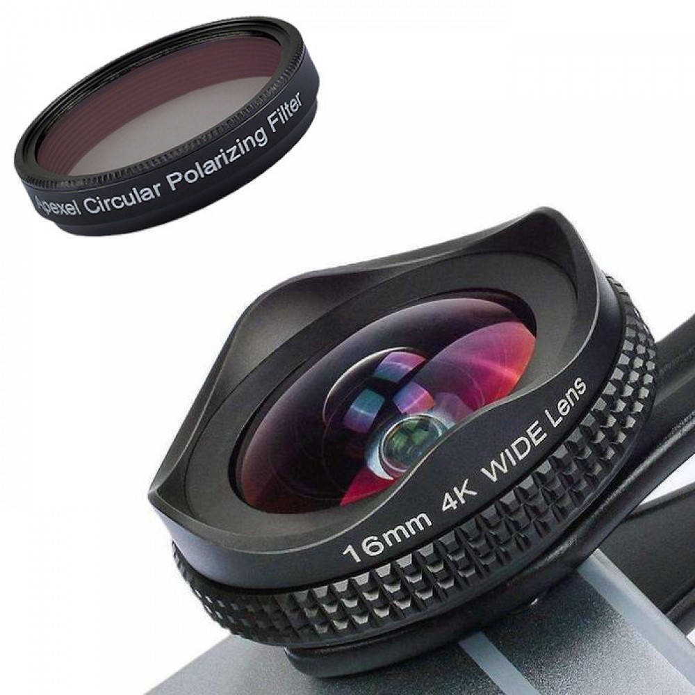 

Широкоугольный объектив для телефона с CPL фильтром Apexel APL-16MMH