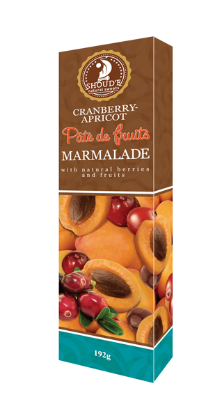 

Мармелад Pate de fruits клюква абрикос 192гр 12шт