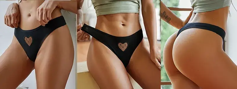 

Сексуальные женские трусики стринги с милым сердцем, хлопковые стринги, Черный