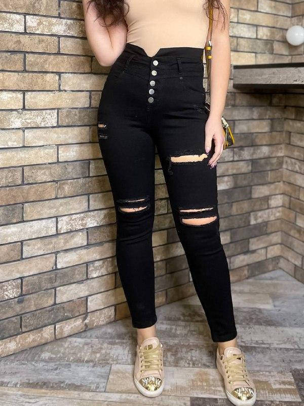 

Женские черные джинсы высокая посадка рваные размер: 48 РАСПРОДАЖА!, Разные цвета