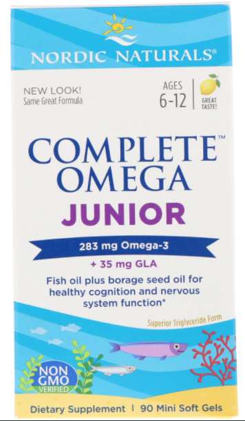 

Nordic Naturals, Complete Omega Junior, со вкусом лимона, для детей от 6 до 12 лет, 283 мг, 90 мягких желатино
