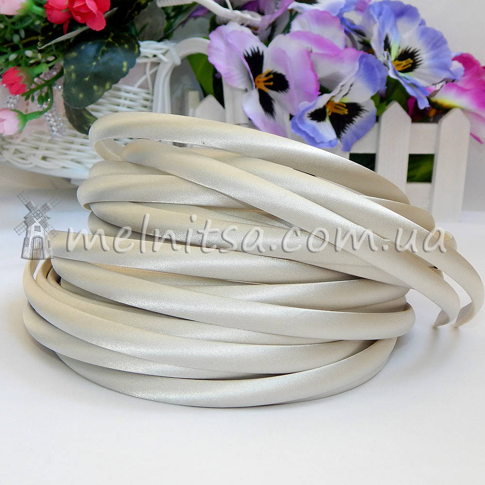 

Ободок для волос, обтянутый атласом, эйвори, 1 см