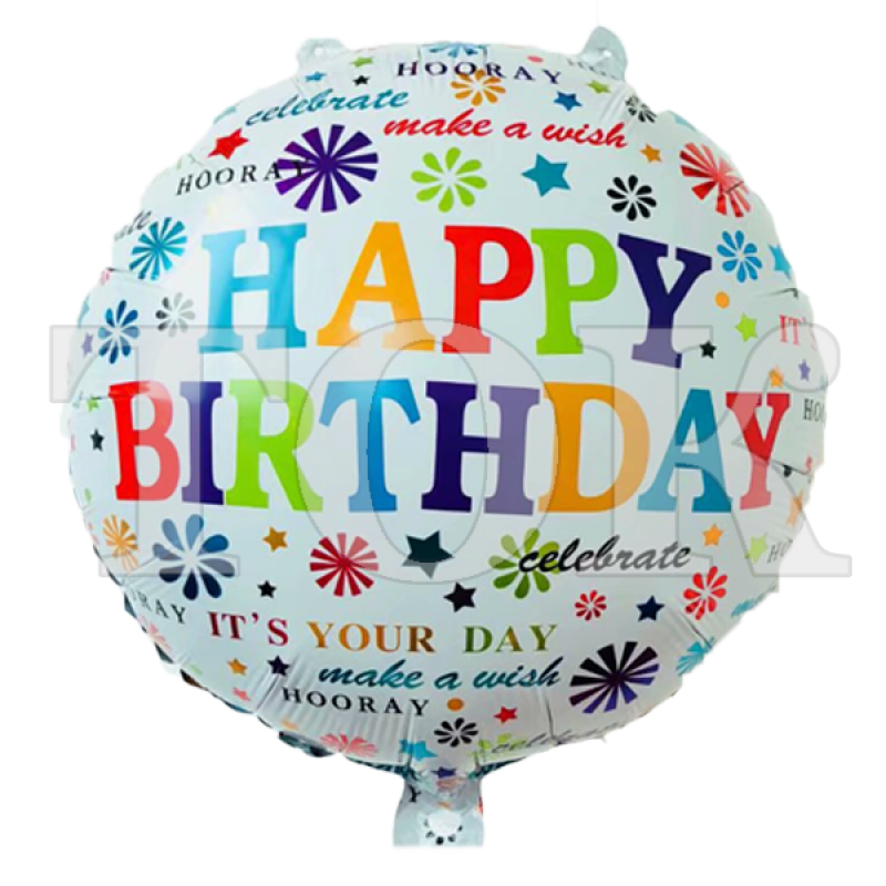 

Фольгированнй воздушный шарик с надписью Happy Birthday 45см, Белый