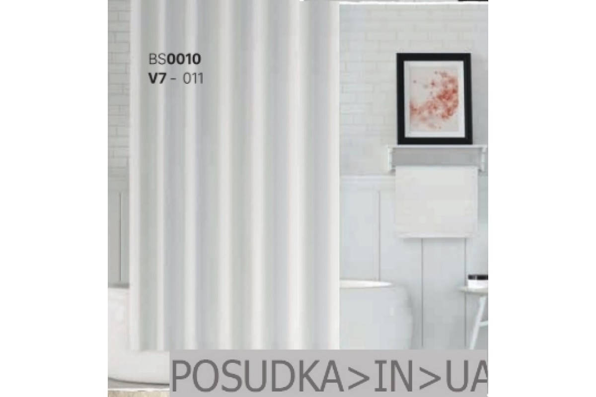 

Шторка для ванной из ткани Jackline Colors BS0010 V7-011 Однотонная белая полиестр